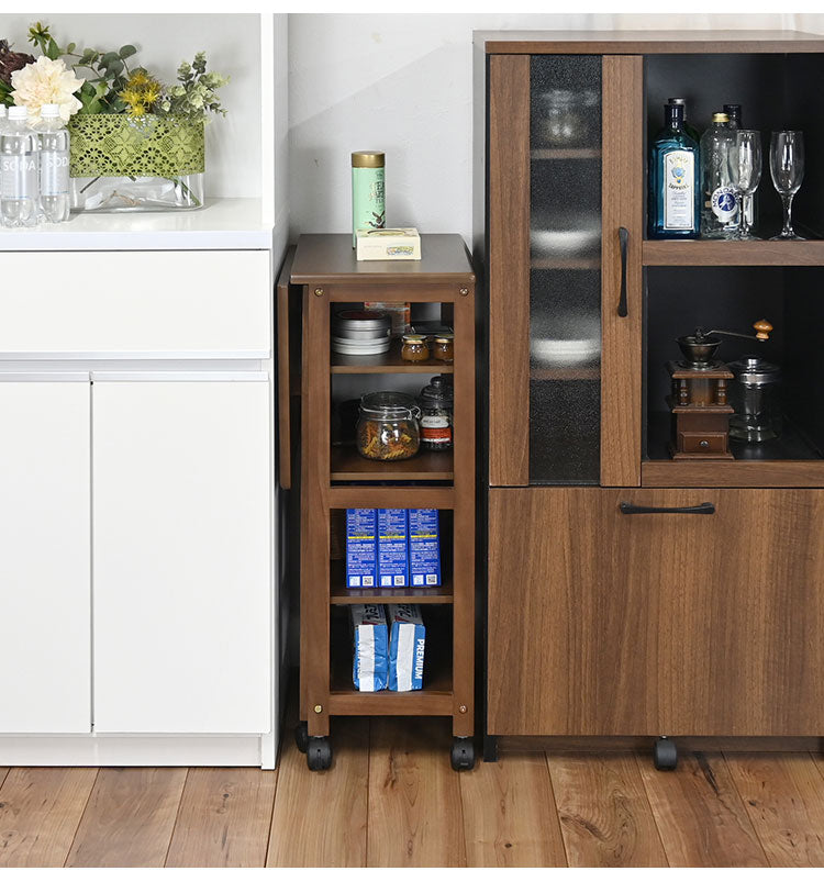 片バタフライワゴン 高さ85cm 高さ調整可能 キャスター付き ナチュラル シンプル 天然木 キッチン デスク周り おしゃれ モダン(代引不可)