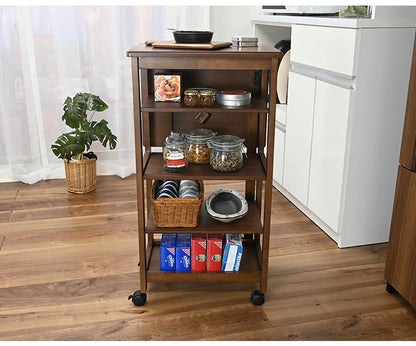 片バタフライワゴン 高さ85cm 高さ調整可能 キャスター付き ナチュラル シンプル 天然木 キッチン デスク周り おしゃれ モダン(代引不可)