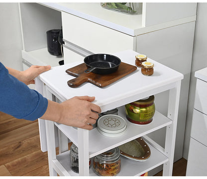 片バタフライワゴン 高さ85cm 高さ調整可能 キャスター付き ナチュラル シンプル 天然木 キッチン デスク周り おしゃれ モダン(代引不可)