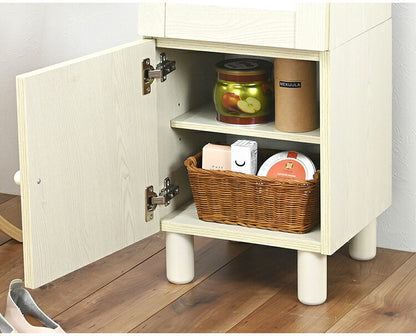 スタイルミラー付きスリムラック ミラー付き収納 収納棚 小物入れ ストッカー 鏡付き ミラーラック 収納ラック 寝室 リビング 全身鏡 鏡付き収納 扉付き収納 姿見 幅39 小物収納 ミラー付きラック(代引不可)