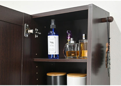 スタイルミラー付きスリムラック ミラー付き収納 収納棚 小物入れ ストッカー 鏡付き ミラーラック 収納ラック 寝室 リビング 全身鏡 鏡付き収納 扉付き収納 姿見 幅39 小物収納 ミラー付きラック(代引不可)