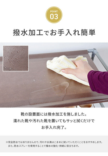 シューズラック 6段 スリム 幅60cm 省スペース 最大18足 不織布カバー付 撥水 可動棚 軽量 薄型 組立簡単 工具不要 シンプル ブラウン ロールアップ式カバー シューズボックス 下駄箱 靴入れ 玄関収納