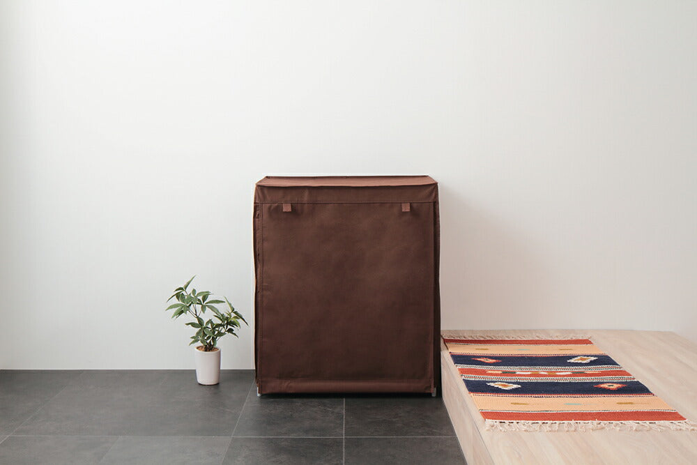 シューズラック 4段 スリム 幅60cm 省スペース 最大12足 不織布カバー付 撥水 軽量 可動棚 薄型 組立簡単 工具不要 シンプル ブラウン ロールアップ式カバー シューズボックス 下駄箱 靴入れ 玄関収納