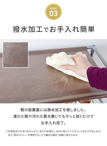 シューズラック 4段 スリム 幅60cm 省スペース 最大12足 不織布カバー付 撥水 軽量 可動棚 薄型 組立簡単 工具不要 シンプル ブラウン ロールアップ式カバー シューズボックス 下駄箱 靴入れ 玄関収納