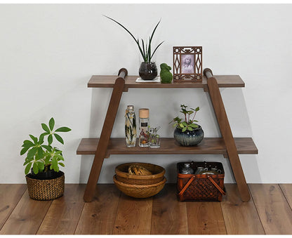 オープンラック2段 幅72cm 奥行27cm 高さ55cm 簡単組立て 工具不要 天然木 ウォールナット ナチュラル シンプル(代引不可)