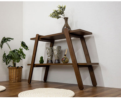 オープンラック2段 幅72cm 奥行27cm 高さ55cm 簡単組立て 工具不要 天然木 ウォールナット ナチュラル シンプル(代引不可)