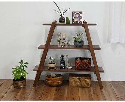 オープンラック3段 幅89.5cm 奥行27cm 高さ83.5cm 簡単組立て 工具不要 天然木 ウォールナット ナチュラル シンプル(代引不可)