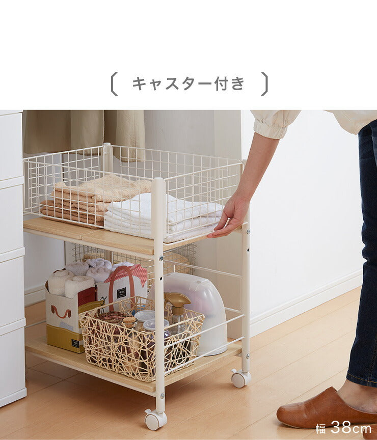 キャスター付き クローゼット収納ラック 幅44cm ブラック ホワイト 棚