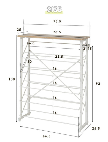 魅せるシューズラック 幅75cm 5段 スリム 省スペース 奥行25cm 最大15足 通気性 木目 バイカラー おしゃれ ナチュラル 北欧 モダン かわいい シューズラック 下駄箱 ラック オープンラック 傘立て 玄関収納