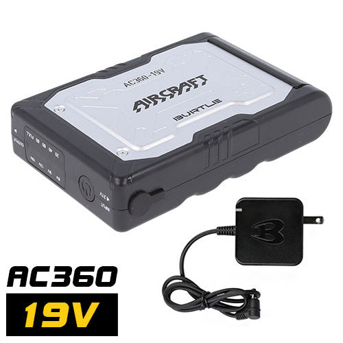 バートル リチウムイオンバッテリー AC360 エアークラフト AIRCRAFT バッテリー 空調作業服 AC360 夏用 黒 ブラック 19V ファン付きウェア 男女兼用 メンズ レディース 作業着 作業服 BURTLE