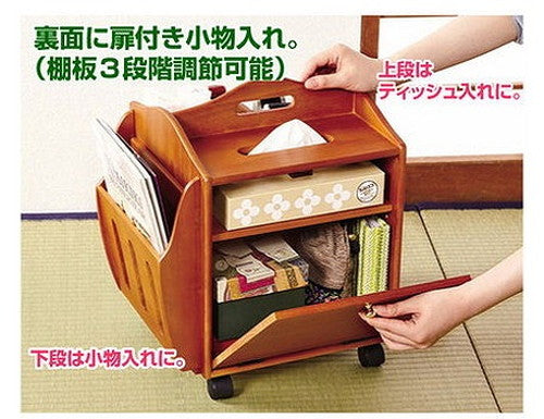 匠木工 ワゴン 木製ワゴン テーブルまわりの便利ワゴン キャスター付き 天然木 木製 リモコン 眼鏡 収納 小物収納(代引不可)