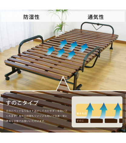 ベッド 折りたたみベッド すのこベッド 桐製 木製 すのこ 折りたたみ キャスター付き シングル(代引不可)