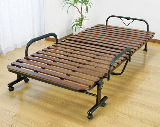 ベッド 折りたたみベッド すのこベッド 桐製 木製 すのこ 折りたたみ キャスター付き セミダブル(代引不可)
