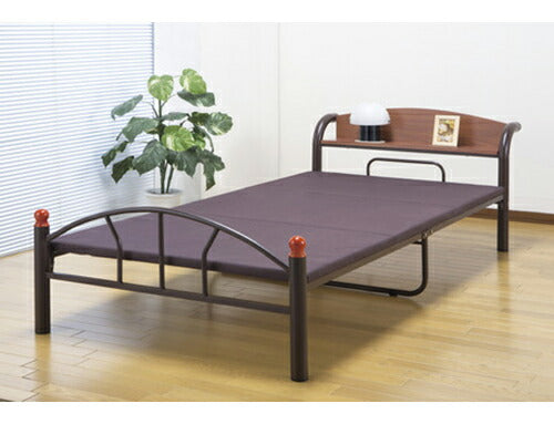 木製棚付き アイアンベッド 引出無し シングル ベッド スチールベッド アイアン 引き出し無し(代引不可)