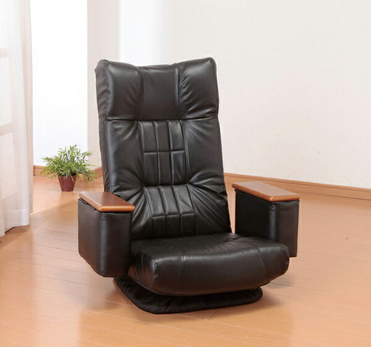 天然木肘付きリクライニング回転座椅子 椅子 いす 座椅子 座いす チェア   コンパクト リモコン収納  コンパクト (代引不可)