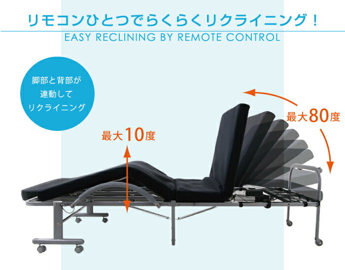 低反発 メッシュ仕様 電動 リクライニングベッド シングル ベッド 折りたたみ 折りたたみベッド(代引不可)