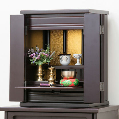 仏壇 上置仏壇 14号 上置き仏壇 小型 紫檀調 スライド式仏具棚 コンパクト 仏具(代引不可)