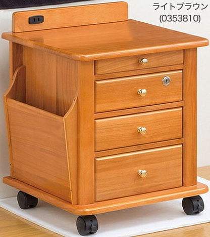 ナイトテーブル 天然木 リビングワゴン コンセント付 ベッドサイドテーブル ベッドワゴン 収納 キャスター付き(代引不可)