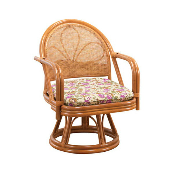 高座椅子 天然籐 肘付き回転チェア ミドルタイプ 籐 回転チェア 肘付き 座椅子(代引不可)