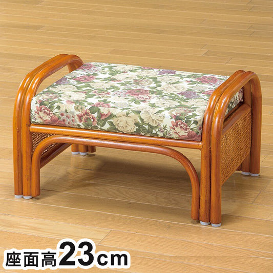 天然籐らくらく座椅子 ロータイプ 座面高23cm クッション付き 椅子 オットマン 東京ラタン 天然籐 籐家具 コンパクト 和風 和室 玄関 客間 来客用(代引不可)