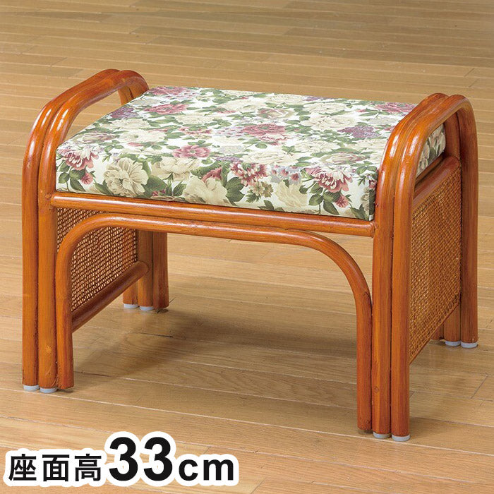 天然籐らくらく座椅子 ハイタイプ 座面高33cm クッション付き 椅子 オットマン 東京ラタン 天然籐 籐家具 コンパクト 和風 和室 玄関 客間 来客用(代引不可)