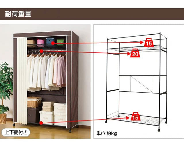 ハンガーラック カバー付き 衣類収納 幅120cm キャスター付き ワイド クローゼット ワードローブ 洋服掛け 洋服ラック 洋服収納(代引不可)