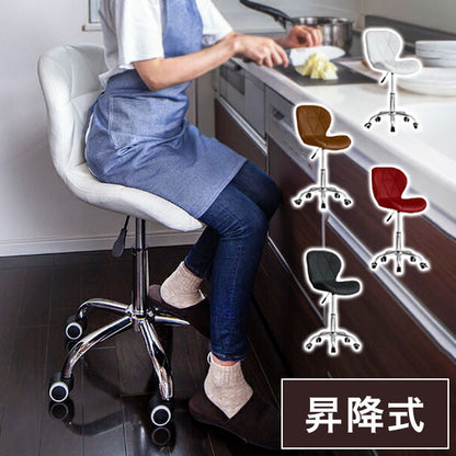 昇降式 回転チェア キャスター 背もたれ付き 360度回転式 カウンターチェア バーチェア キッチンチェア デスクチェア イス 椅子 チェアー コンパクト 昇降チェア 料理 調理 台所 おしゃれ(代引不可)