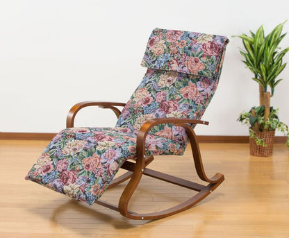 ロッキングチェア フットレスト付き 天然木 パーソナルチェア 椅子 イス くつろぎ ゴブラン(代引不可)