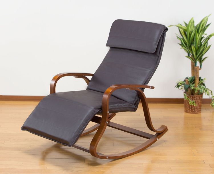 ロッキングチェア フットレスト付き 天然木 パーソナルチェア 椅子 イス くつろぎ ゴブラン(代引不可)