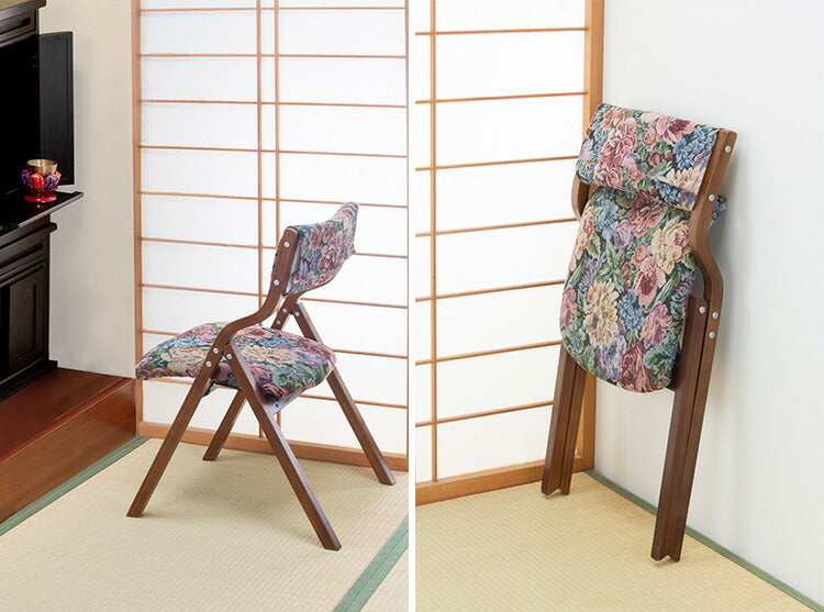 天然木 折りたたみ椅子 折りたたみチェア ゴブラン ダークブラウン(代引不可)