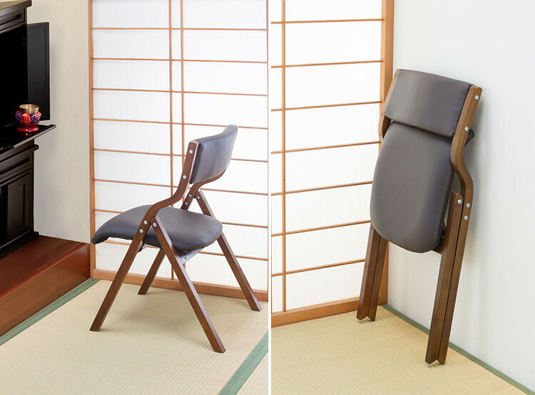 天然木 折りたたみ椅子 折りたたみチェア ゴブラン ダークブラウン(代引不可)