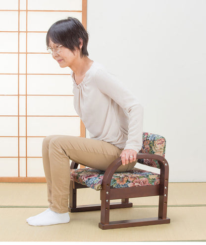 天然木 手すり付き 立ち座り楽ちん座椅子 日本製 背もたれ付き 肘掛け 座面高さ調節 お年寄り 介護 プレゼント 父の日 母の日(代引不可)