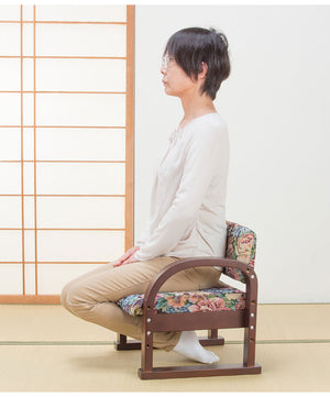 天然木 手すり付き 立ち座り楽ちん座椅子 日本製 背もたれ付き 肘掛け 座面高さ調節 お年寄り 介護 プレゼント 父の日 母の日(代引不可)