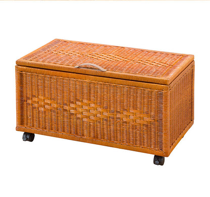 天然籐 ラタン収納ボックス キャスター付き 幅70 奥行40 高さ40 収納ケース 収納バスケット フタ付き 収納(代引不可)
