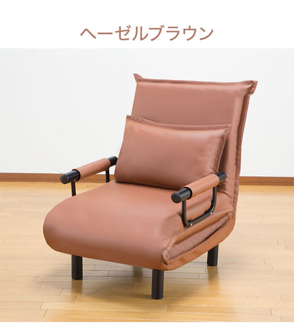 3WAYソファベッド 幅63cm 折りたたみ PVC生地 ソファーベッド ローソファ 14段階リクライニング カウチソファ クッション付き(代引不可)