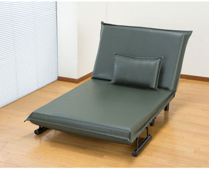 3WAYソファベッド 幅63cm 折りたたみ PVC生地 ソファーベッド ローソファ 14段階リクライニング カウチソファ クッション付き(代引不可)