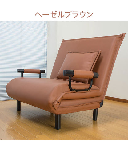 3WAYソファベッド 幅103cm 折りたたみ PVC生地 ソファーベッド ローソファ 14段階リクライニング カウチソファ クッション付き(代引不可)