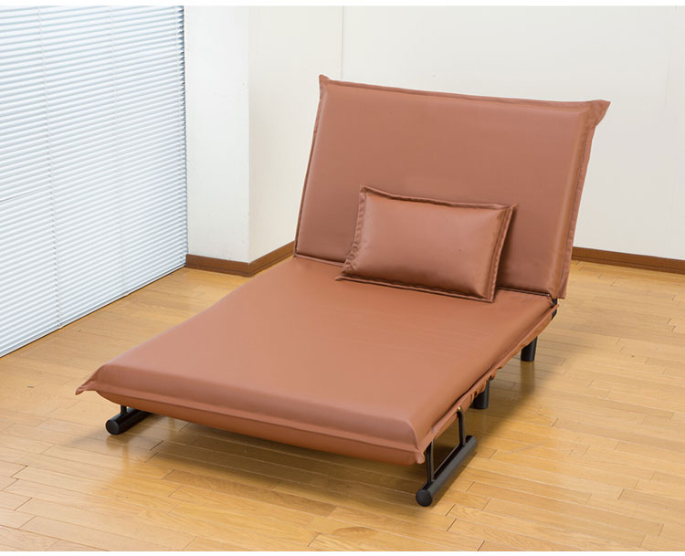 3WAYソファベッド 幅103cm 折りたたみ PVC生地 ソファーベッド ローソファ 14段階リクライニング カウチソファ クッション付き(代引不可)