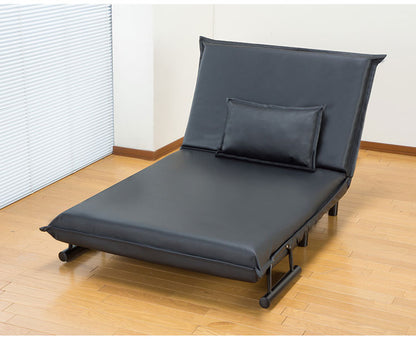 3WAYソファベッド 幅103cm 折りたたみ PVC生地 ソファーベッド ローソファ 14段階リクライニング カウチソファ クッション付き(代引不可)