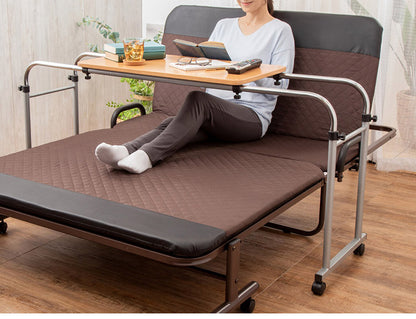 伸縮式ベッドテーブル 幅98~150 幅・高さ調節 伸縮式フリーテーブル キャスター付き ベッド リモートワーク 読書 食事 介助 介護(代引不可)