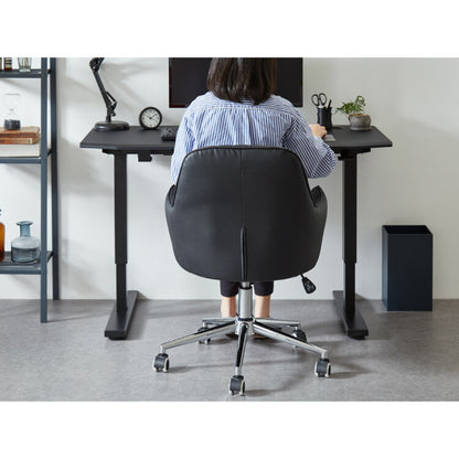 昇降式ラウンジチェア ロッキング機能付き ゆったり座面 デスクチェア オフィスチェア 360度回転 キャスター付き PVCレザー 椅子 おしゃれ かわいい シンプル 白 ホワイト(代引不可)