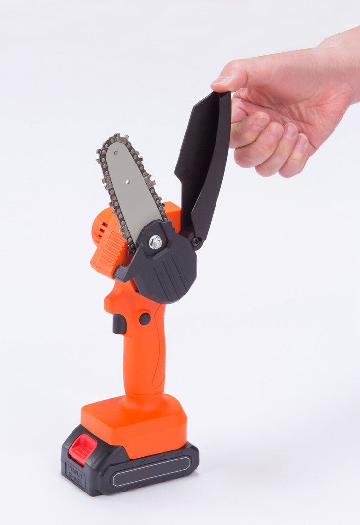 充電式 LEDライト付き ハンディーチェーンソー 軽量 コードレス ファミラ ハンディチェーンソー チェンソー 有効切断直径10cm パワフル切断 庭 ガーデン 園芸(代引不可)