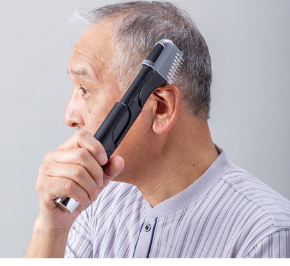 クイックチタントリマー 髪・髭お手入れこれ1台 手元LEDライト アタッチメント5種類付き 床屋いらず とかすだけ 自宅で簡単整髪(代引不可)