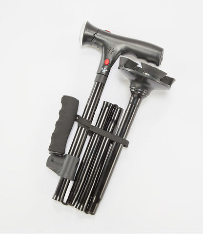 ファミラ セーフティーステッキ LEDライト・ブザー付き 4点接地 自立式ステッキ 杖 つえ 補助ハンドル 折りたたみ お年寄り 老人 介護 プレゼント 父の日 母の日 敬老の日(代引不可)