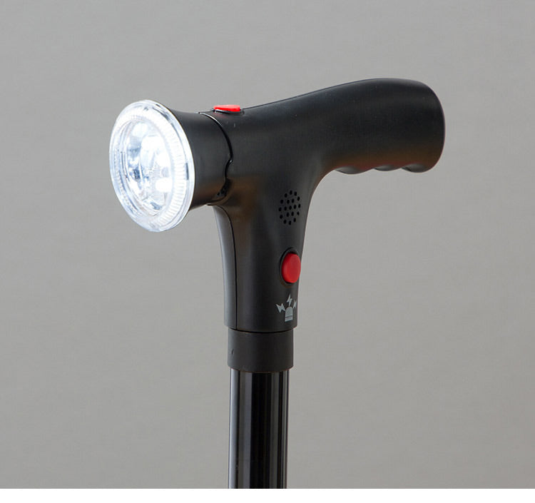 ファミラ セーフティーステッキ LEDライト・ブザー付き 4点接地 自立式ステッキ 杖 つえ 補助ハンドル 折りたたみ お年寄り 老人 介護 プレゼント 父の日 母の日 敬老の日(代引不可)