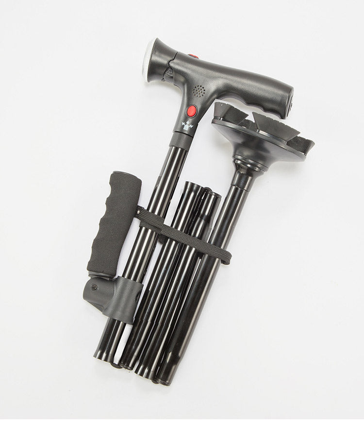 ファミラ 2本セット セーフティーステッキ LEDライト・ブザー付き 4点接地 自立式ステッキ 杖 つえ 補助ハンドル 折りたたみ お年寄り 老人 介護 プレゼント 父の日 母の日 敬老の日(代引不可)