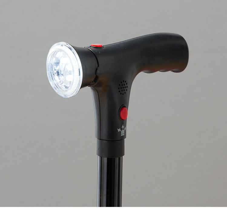 ファミラ 2本セット セーフティーステッキ LEDライト・ブザー付き 4点接地 自立式ステッキ 杖 つえ 補助ハンドル 折りたたみ お年寄り 老人 介護 プレゼント 父の日 母の日 敬老の日(代引不可)