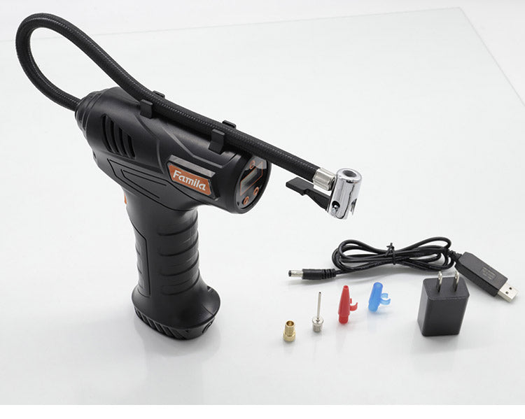 ファミラ 充電式コードレス 電動エアーコンプレッサー ACアダプター付き ハイパワー レジャー ドライブ うきわ プール 自動車 自転車 充電 電動 空気入れ 自動(代引不可)