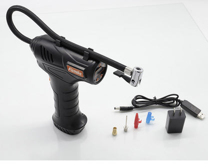 ファミラ 充電式コードレス 電動エアーコンプレッサー ACアダプター付き ハイパワー レジャー ドライブ うきわ プール 自動車 自転車 充電 電動 空気入れ 自動(代引不可)