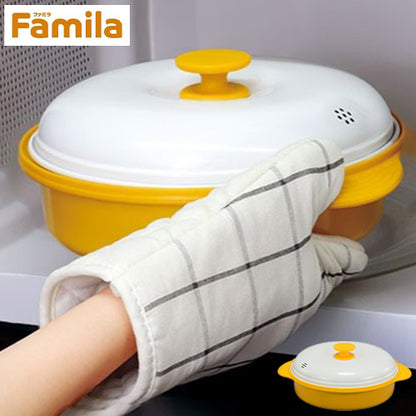 ファミラ 電子レンジ用調理器 レンジグリルパン 蒸し器プレート付き フードコーディネーター監修 レシピブック付き 電子レンジ 焼き魚 専用調理器 魚焼き レンジで焼き魚 時短 鍋 レンジ調理 Famila(代引不可)